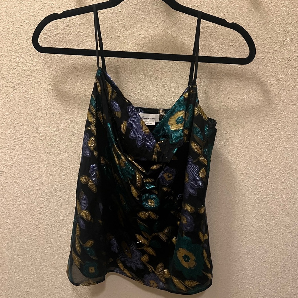 Lovers + Friends Floral Black and Green Women's Top - Picture 2 of 4